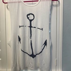 White anchor muscle tank